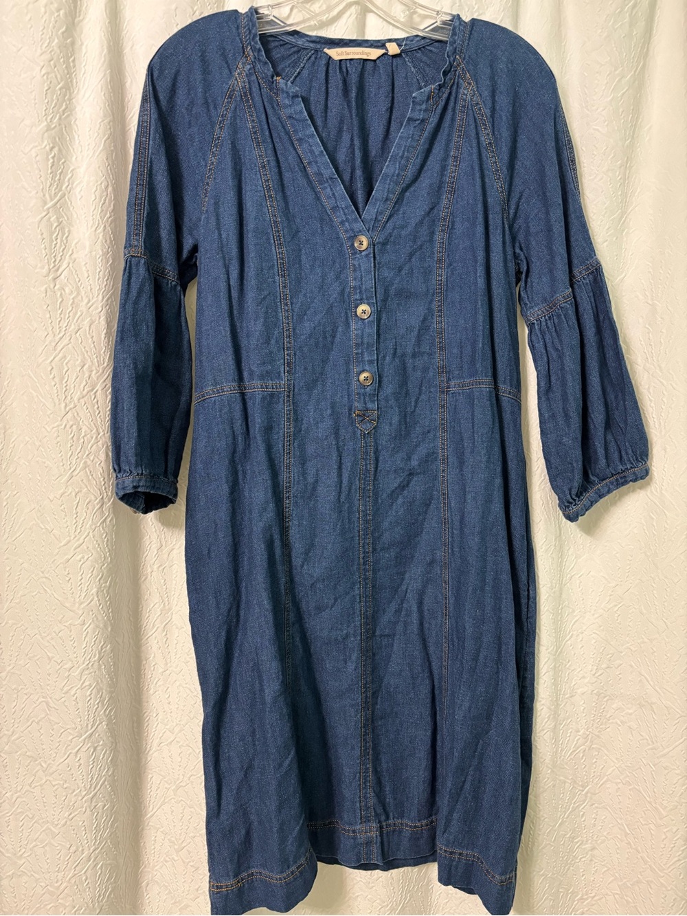 Soft Surroundings Blue Denim Button-Front Mini Dress Side S